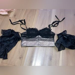 Lace and Organza Bustier Crop Top